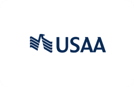 Blue USAA emblem on white background