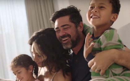 Family enjoying joyful moment together